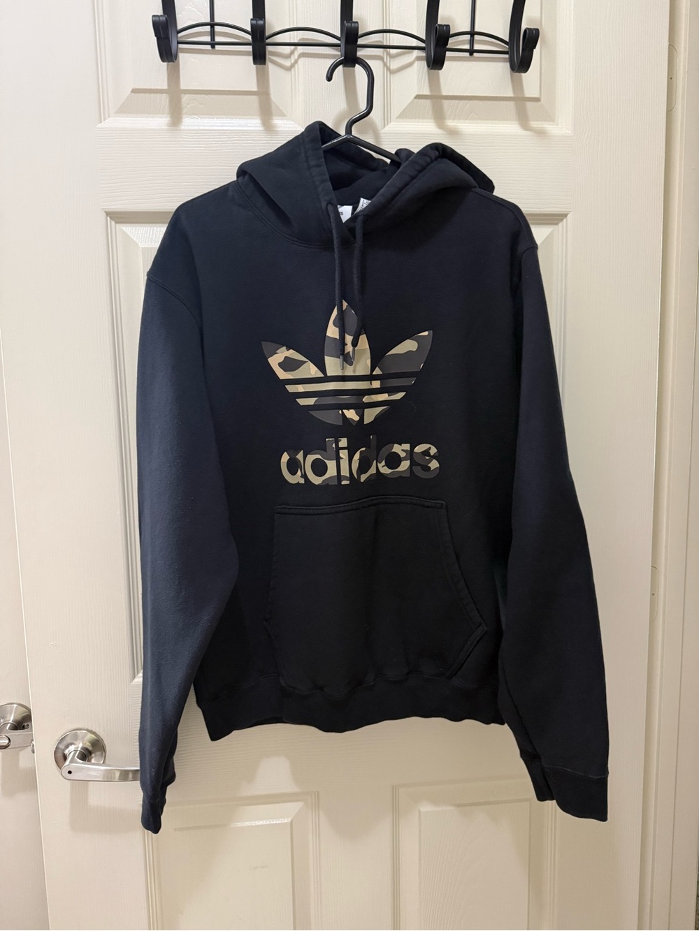 adidas Black Pullover Hoodie with Trefoil Label